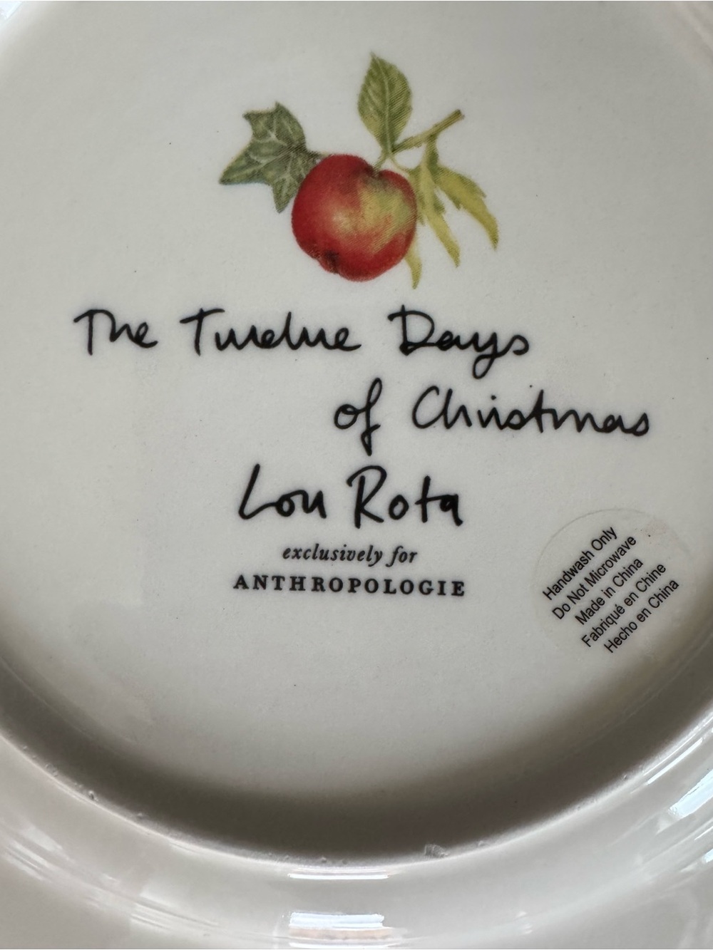 Anthropologie 12 days of Christmas three French hens by Lou Rota plate - Picture 3 of 3